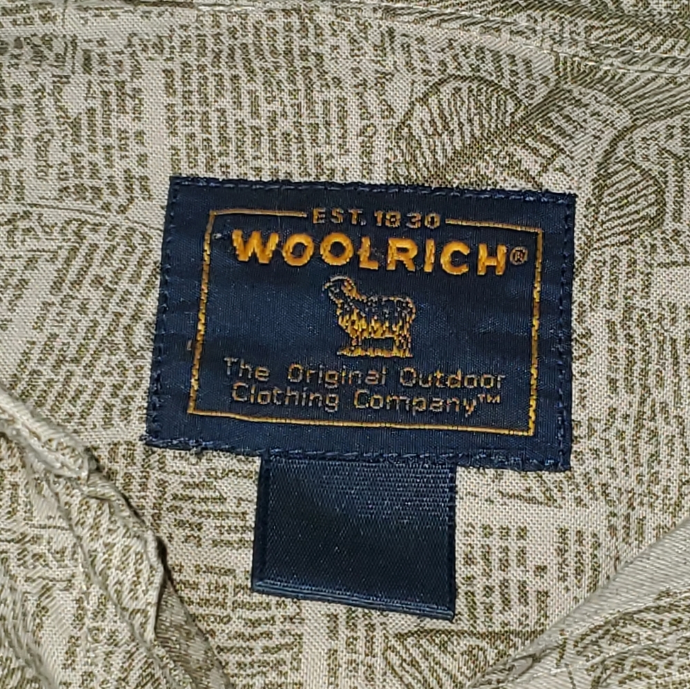 Woolrich, XL, Olive Green Print, Beigeish/Gray